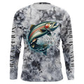 Gray Tie Dye Camo Custom Rainbow Trout Fly Fishing, Trout Long Sleeve Fishing