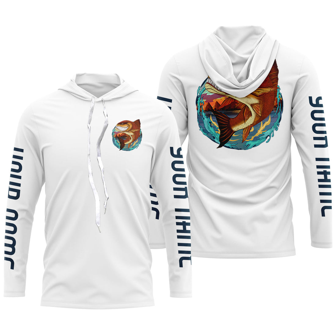 Custom Angry Redfish Fishing, Redfish Long sleeve performance Fishing
