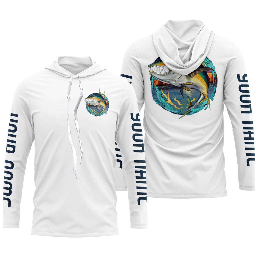 Custom Angry Yellowfin Tuna Fishing, Tuna Long sleeve performance Fishing