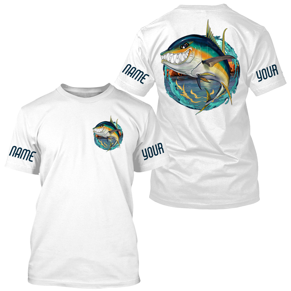 Custom Angry Yellowfin Tuna Fishing, Tuna Long sleeve performance Fishing