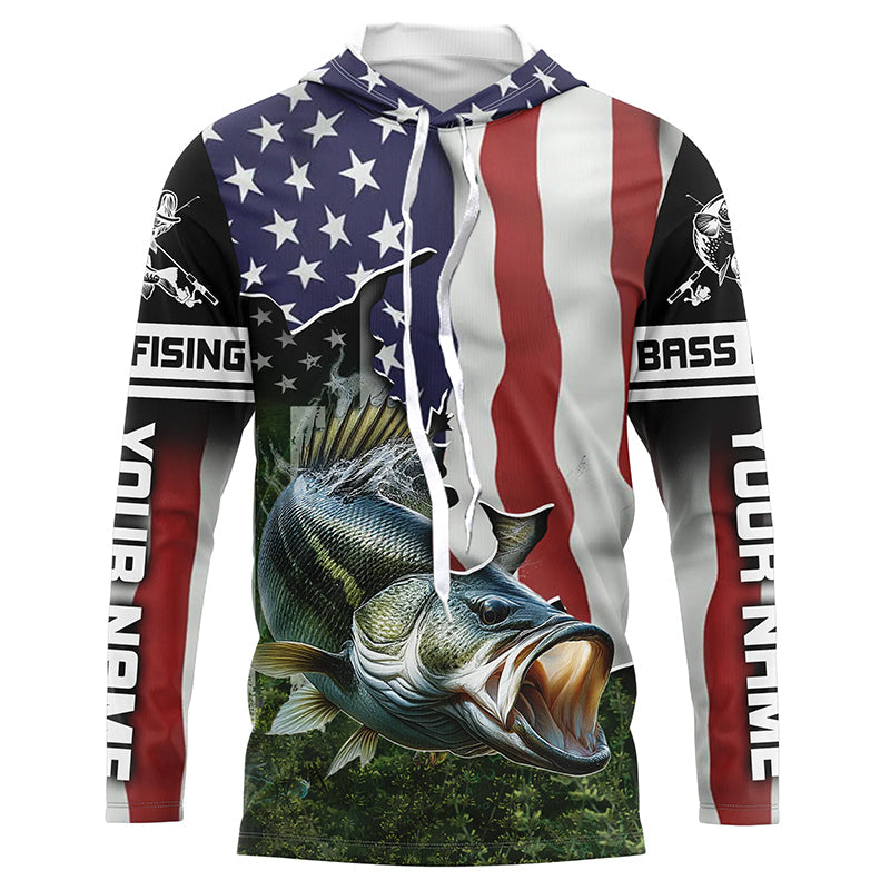 Personalized American Flag Bass Fishing, Patriotic Bass Tournament Fishing