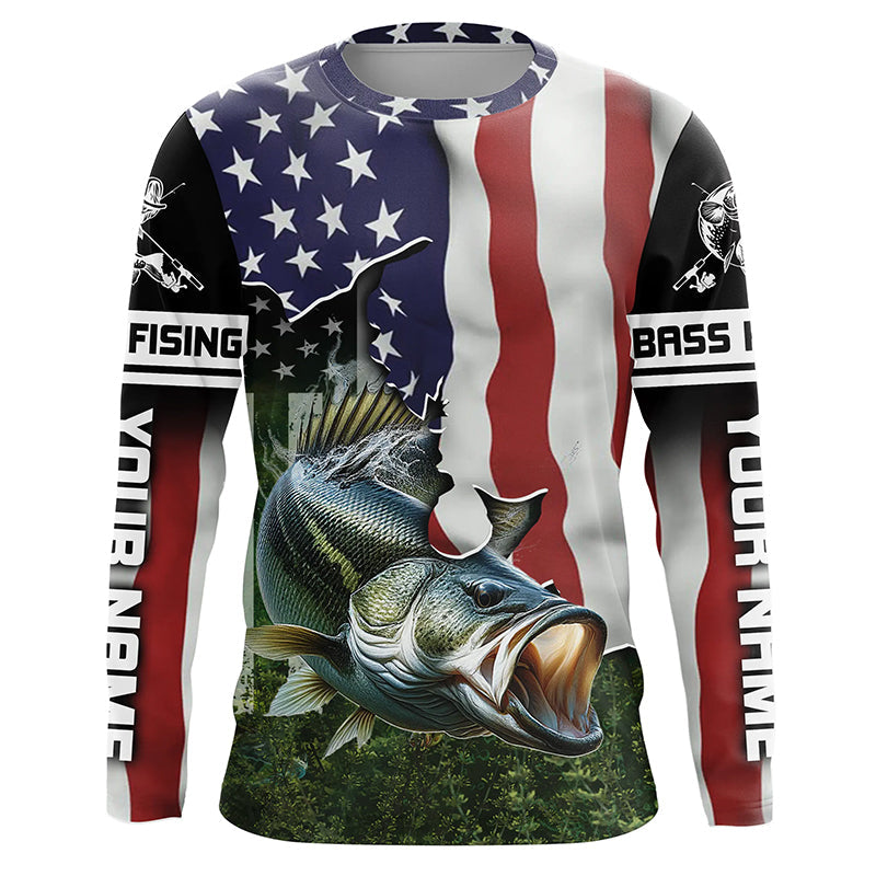 Personalized American Flag Bass Fishing, Patriotic Bass Tournament Fishing