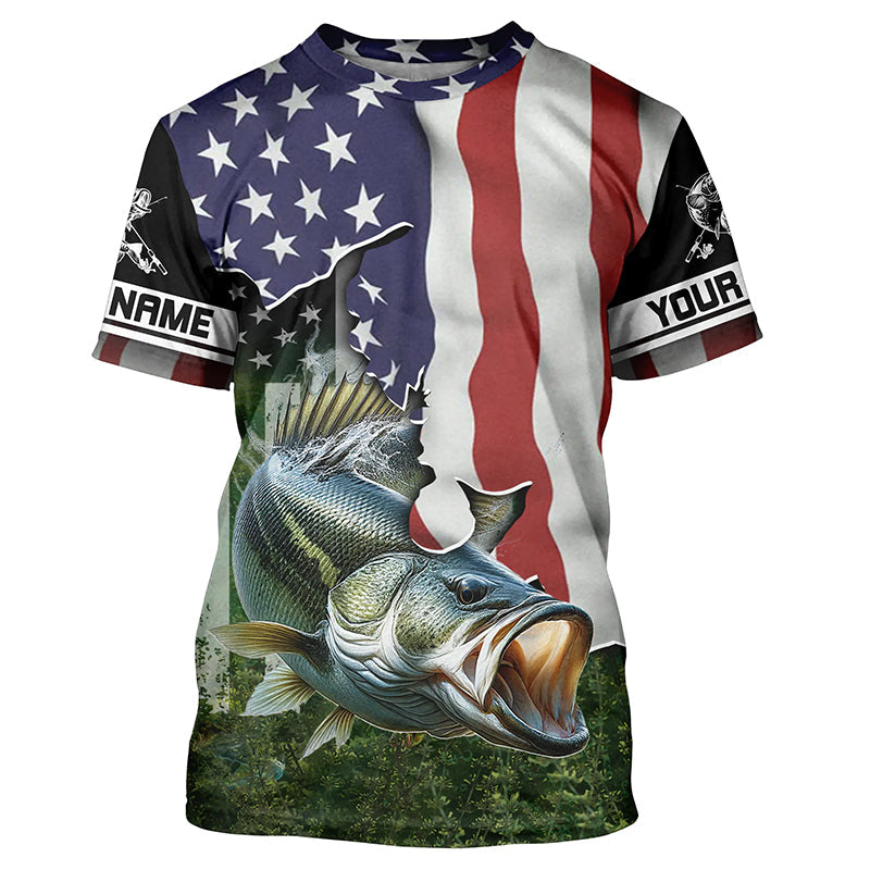 Personalized American Flag Bass Fishing, Patriotic Bass Tournament Fishing