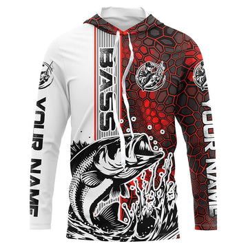 Pesonalized Largemouth Bass Fishing, Bass Long Sleeve Tournament Fishing | Red Camo