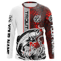 Pesonalized Trout Fishing, Trout Long Sleeve Tournament Fishing | Red Camo