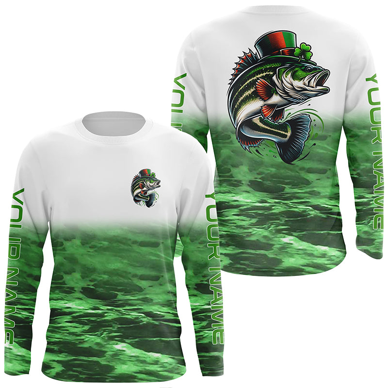 Custom St Patrick'S Day Bass Long Sleeve Fishing, St Patty'S Day Bass Fishing