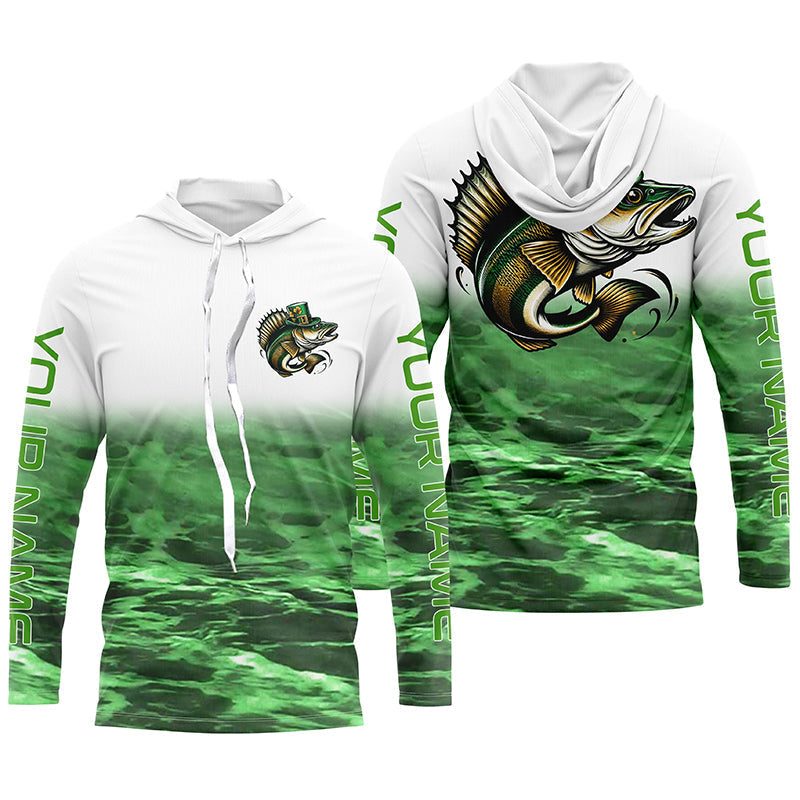 Custom St Patrick'S Day Walleye Long Sleeve Fishing, St Patty'S Day Walleye Fishing