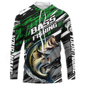 Bass Fishing Camo Long Sleeve Fishing, Custom Bass Tournament Fishing | Green