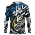 Bass Fishing Camo Long Sleeve Fishing, Custom Bass Tournament Fishing | Blue