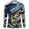 Bass Fishing Camo Long Sleeve Fishing, Custom Bass Tournament Fishing | Blue