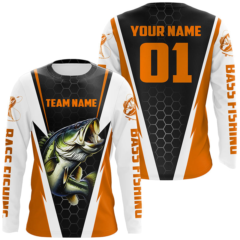 Personalized Bass Fishing Sport, Bass Fishing Long Sleeve Tournament | Orange