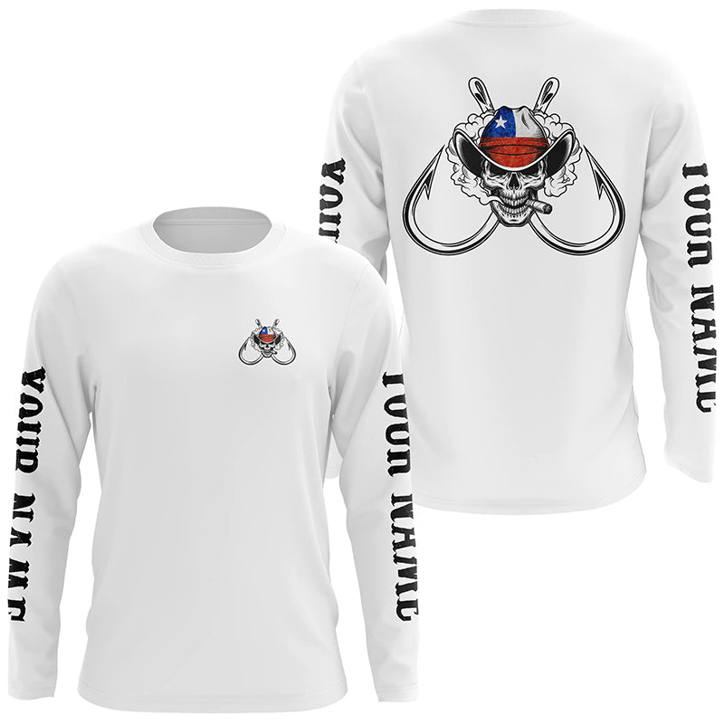 Texas Flag Texas Cowboy Skull Fishing, Personalized Texas Fishing