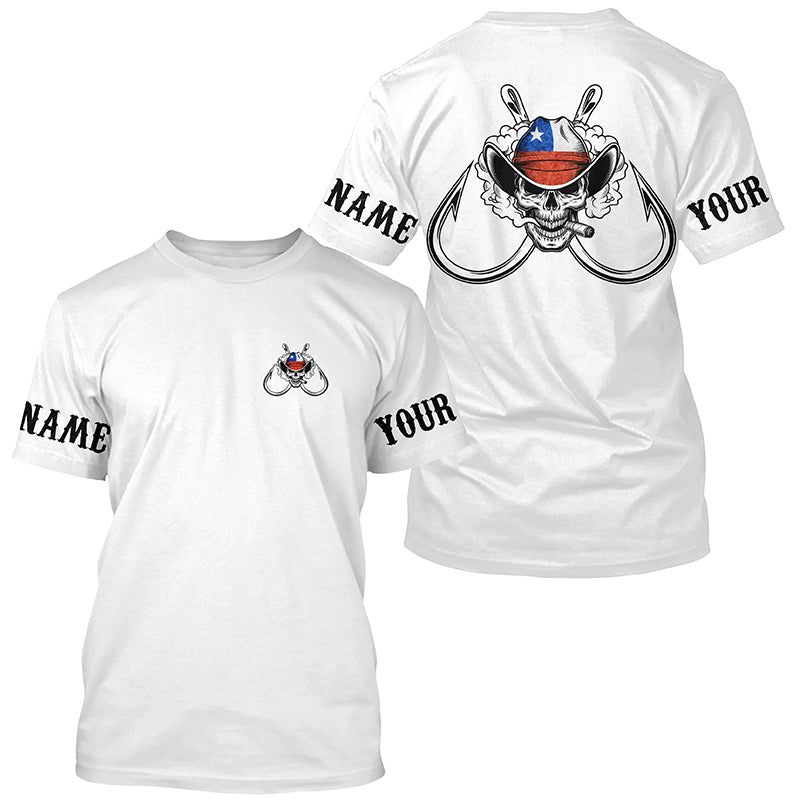 Texas Flag Texas Cowboy Skull Fishing, Personalized Texas Fishing