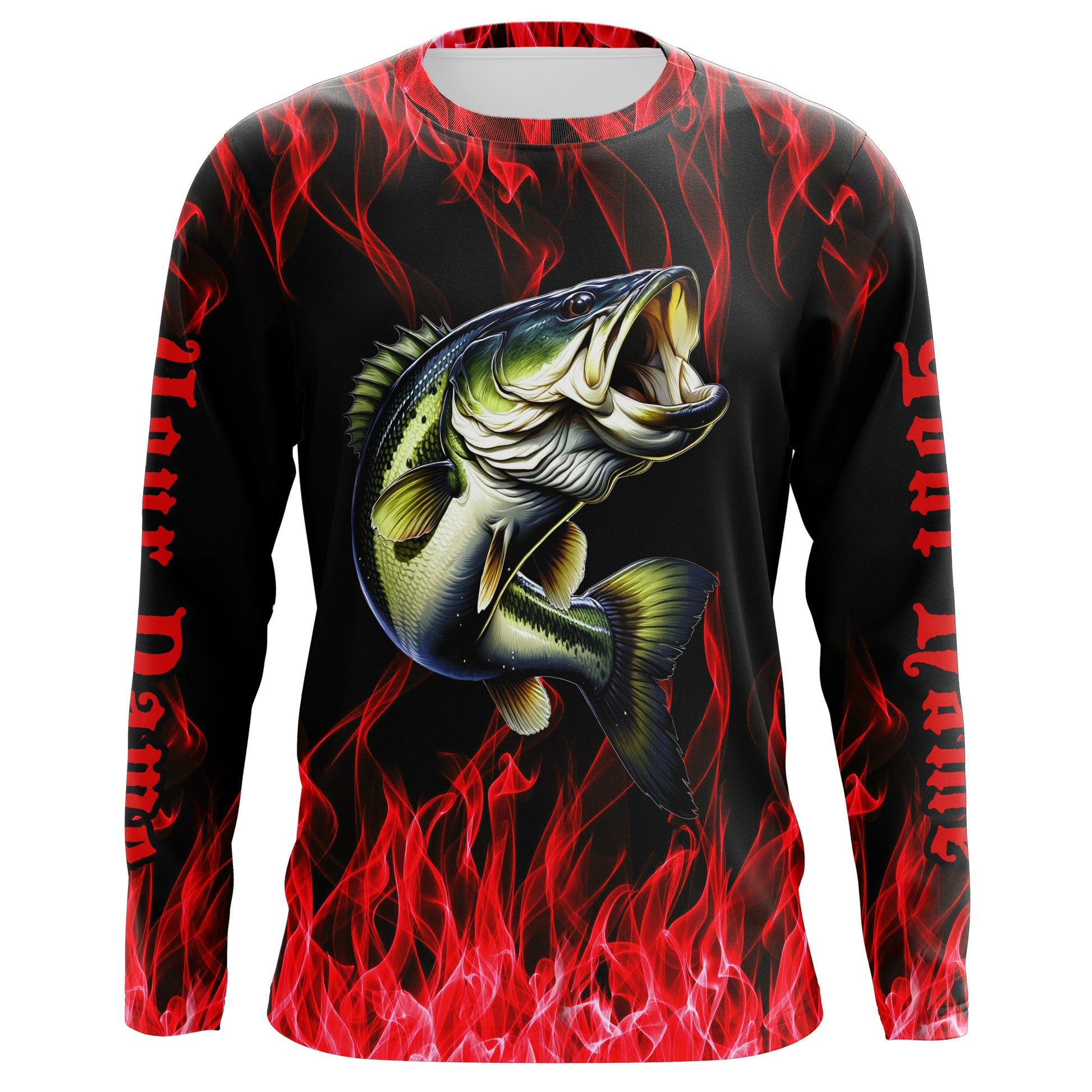 Custom Bass Fishing, Bass Long sleeve Fishing personalized Fishing gifts | red