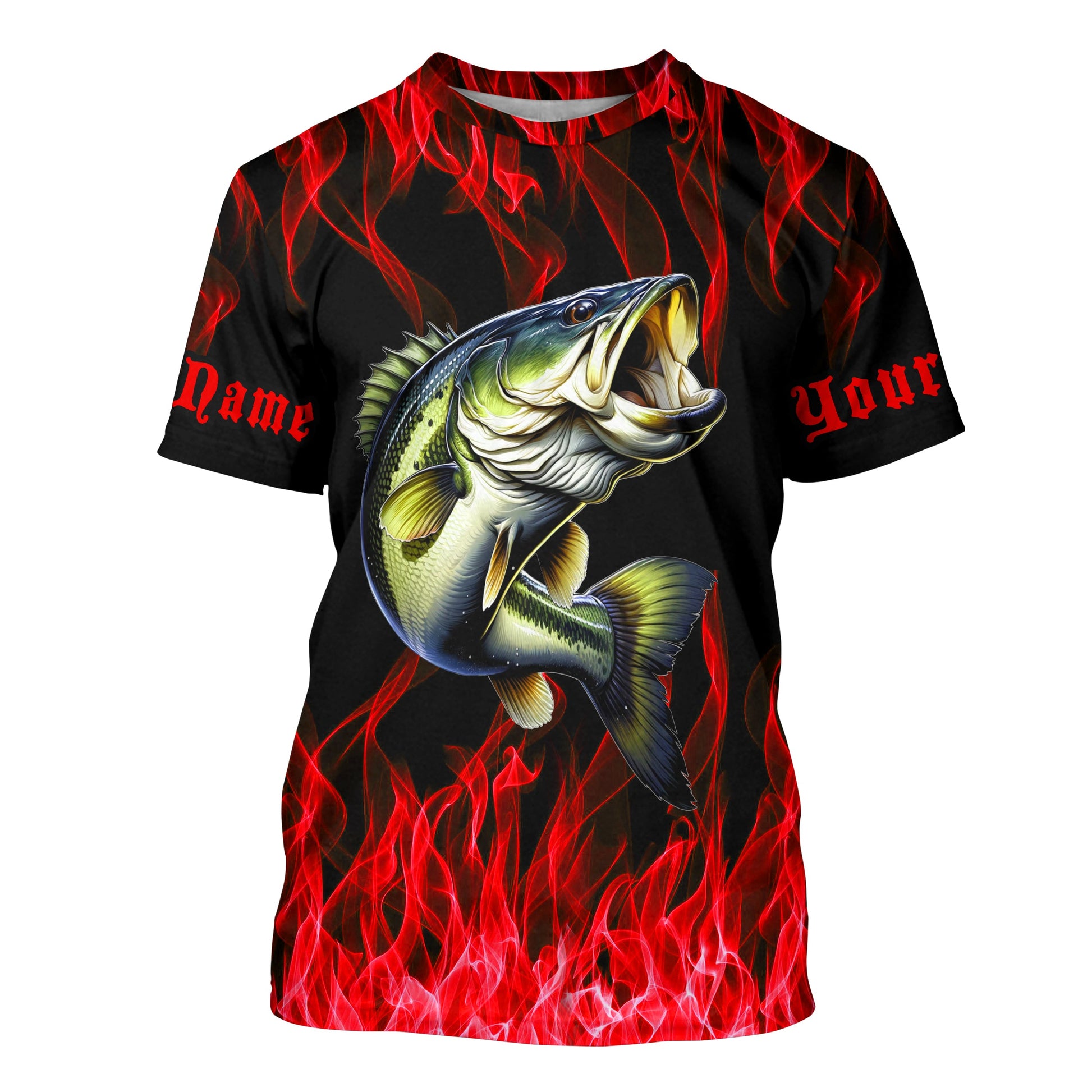 Custom Bass Fishing, Bass Long sleeve Fishing personalized Fishing gifts | red