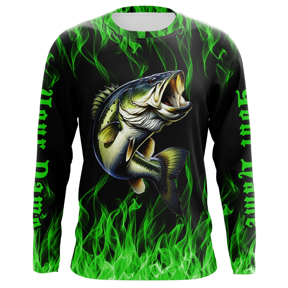 Custom Bass Fishing, Bass Long sleeve Fishing personalized Fishing gifts | green