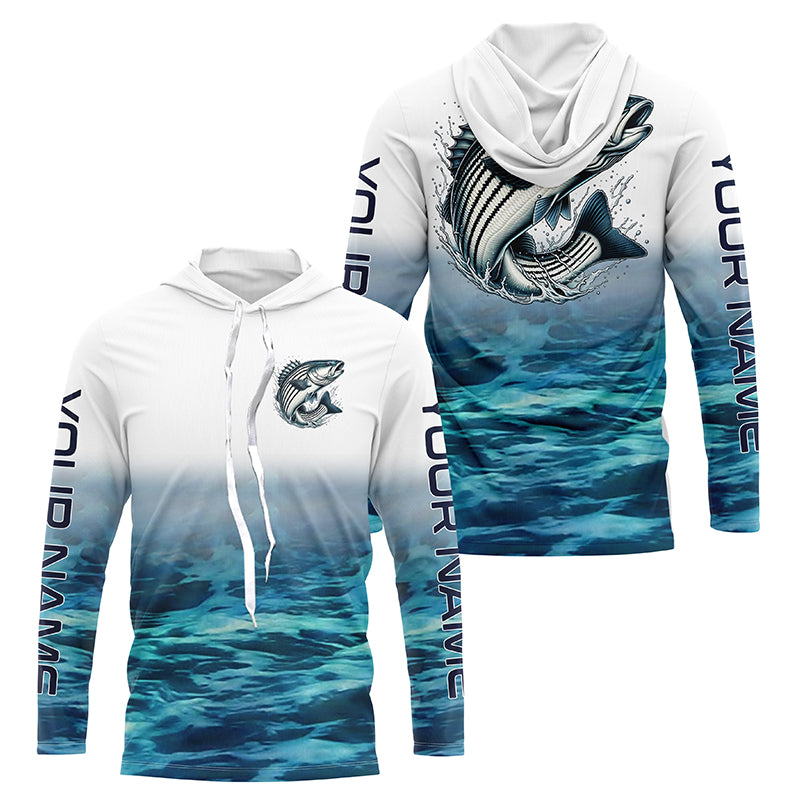 Personalized Striped Bass Long Sleeve Performance Fishing, Striper Fishing