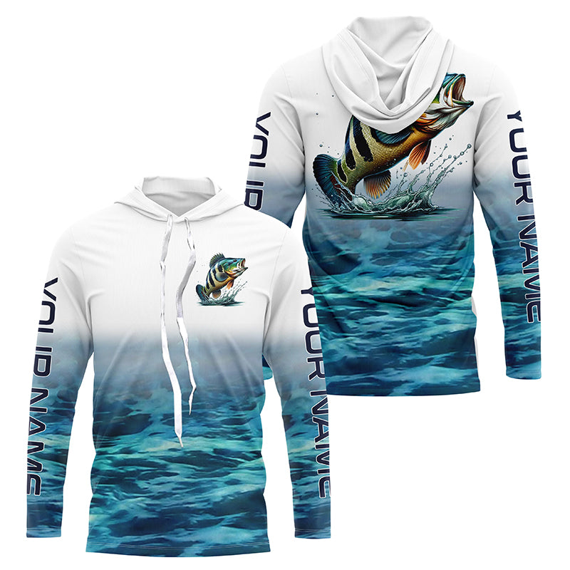 Personalized Peacock Bass Long Sleeve Performance Fishing, Peacock Bass Fishing