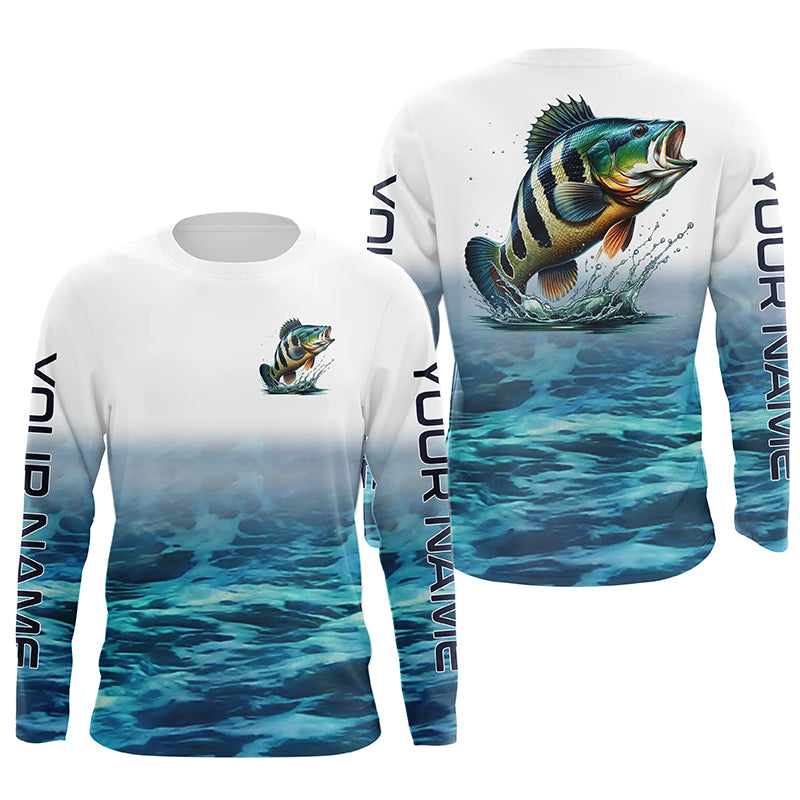 Personalized Peacock Bass Long Sleeve Performance Fishing, Peacock Bass Fishing