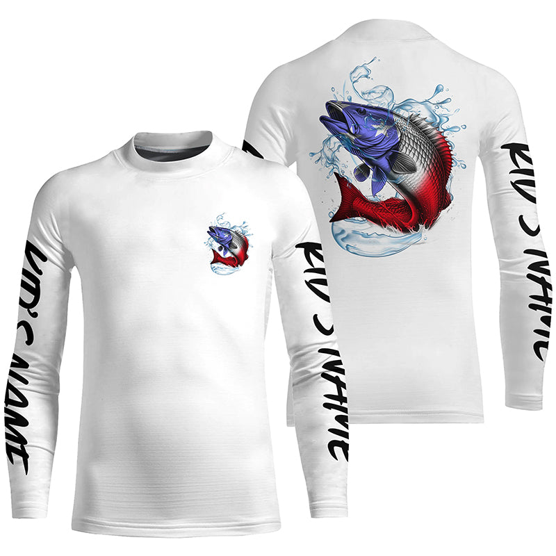 Personalized American Flag Redfish Fishing, Patriotic Redfish Long Sleeve Fishing