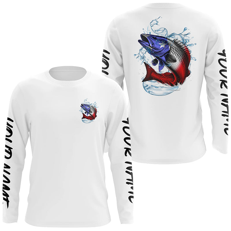 Personalized American Flag Redfish Fishing, Patriotic Redfish Long Sleeve Fishing