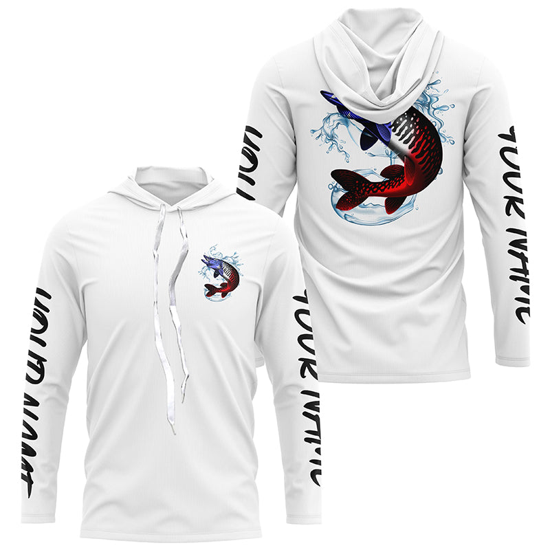 Personalized American Flag Musky Fishing, Patriotic Muskie Long Sleeve Fishing