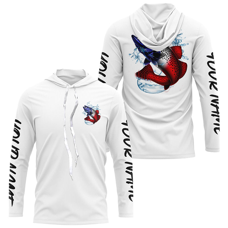 Personalized American Flag Speckled Trout Fishing, Patriotic Trout Long Sleeve Fishing