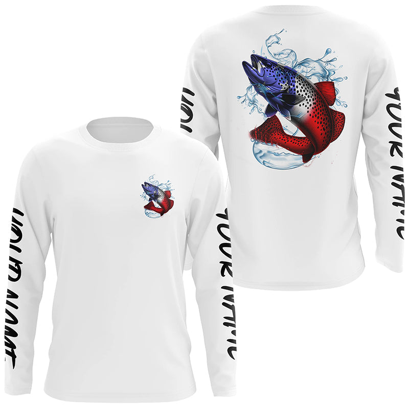 Personalized American Flag Speckled Trout Fishing, Patriotic Trout Long Sleeve Fishing