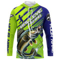 Walleye Fishing Custom Long Sleeve Tournament, Green And Blue Walleye Fishing