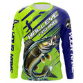 Walleye Fishing Custom Long Sleeve Tournament, Green And Blue Walleye Fishing