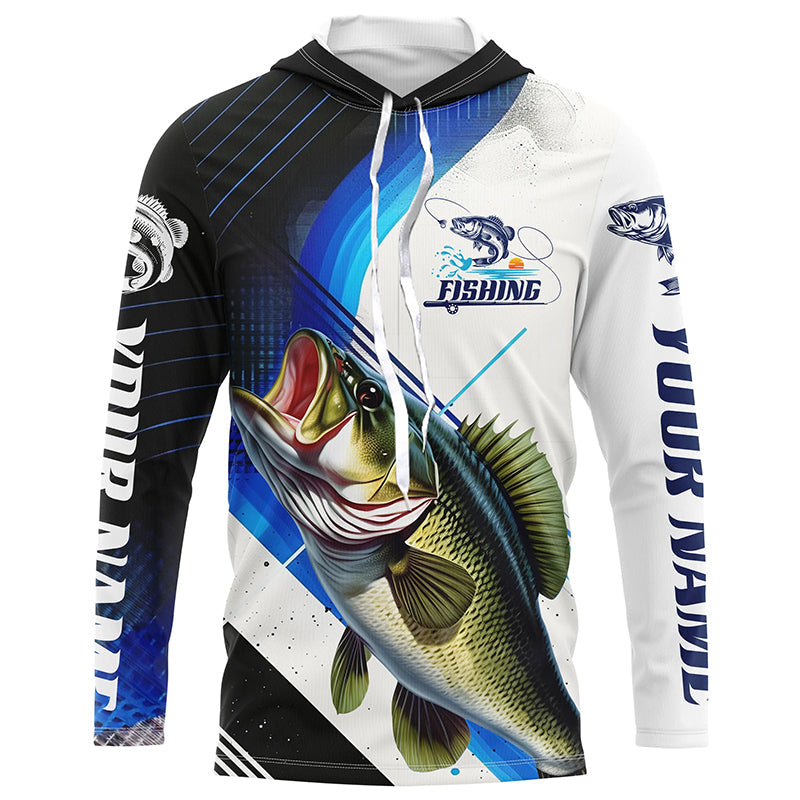 Custom Largemouth Bass Fishing, Bass Long Sleeve Tournament Fishing | Blue