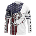 Bass Fishing American Flag Custom Long Sleeve performance Fishing, persoanlized Patriotic Bass Fishing