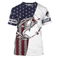 Bass Fishing American Flag Custom Long Sleeve performance Fishing, persoanlized Patriotic Bass Fishing