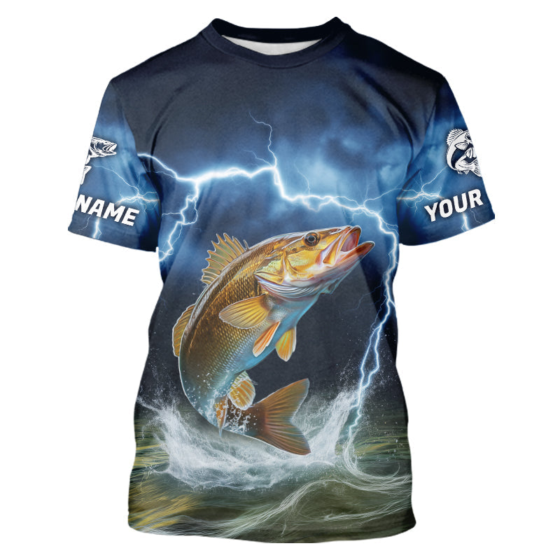 Blue Thunder Lightning Custom Walleye Fishing Tournament Fishing T