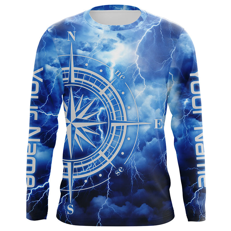 Custom Thunder Storm Compass Long Sleeve Performance Fishing, Deep Sea Fishing
