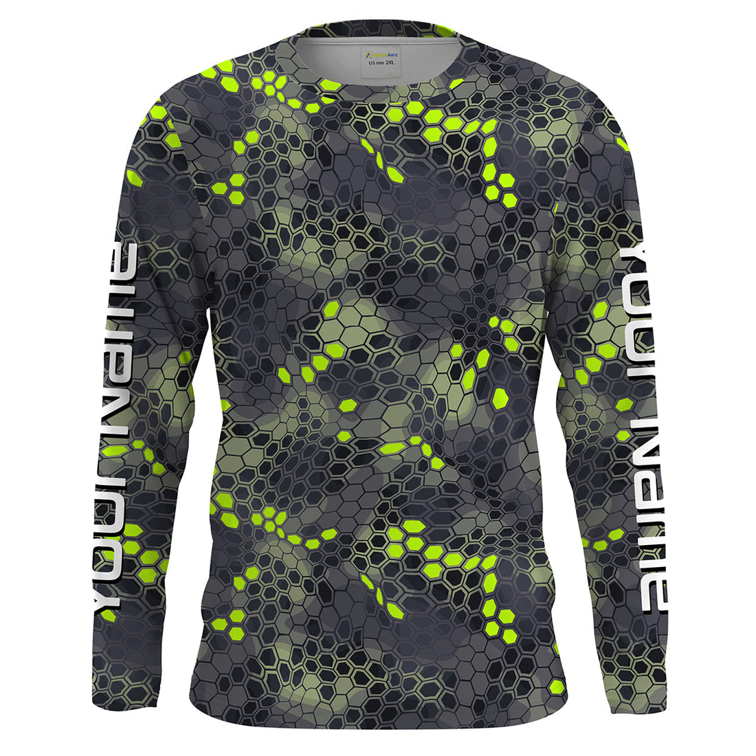 Forest lime green Fishing Hunting camo Custom Long Sleeve performance Fishing UV Protection