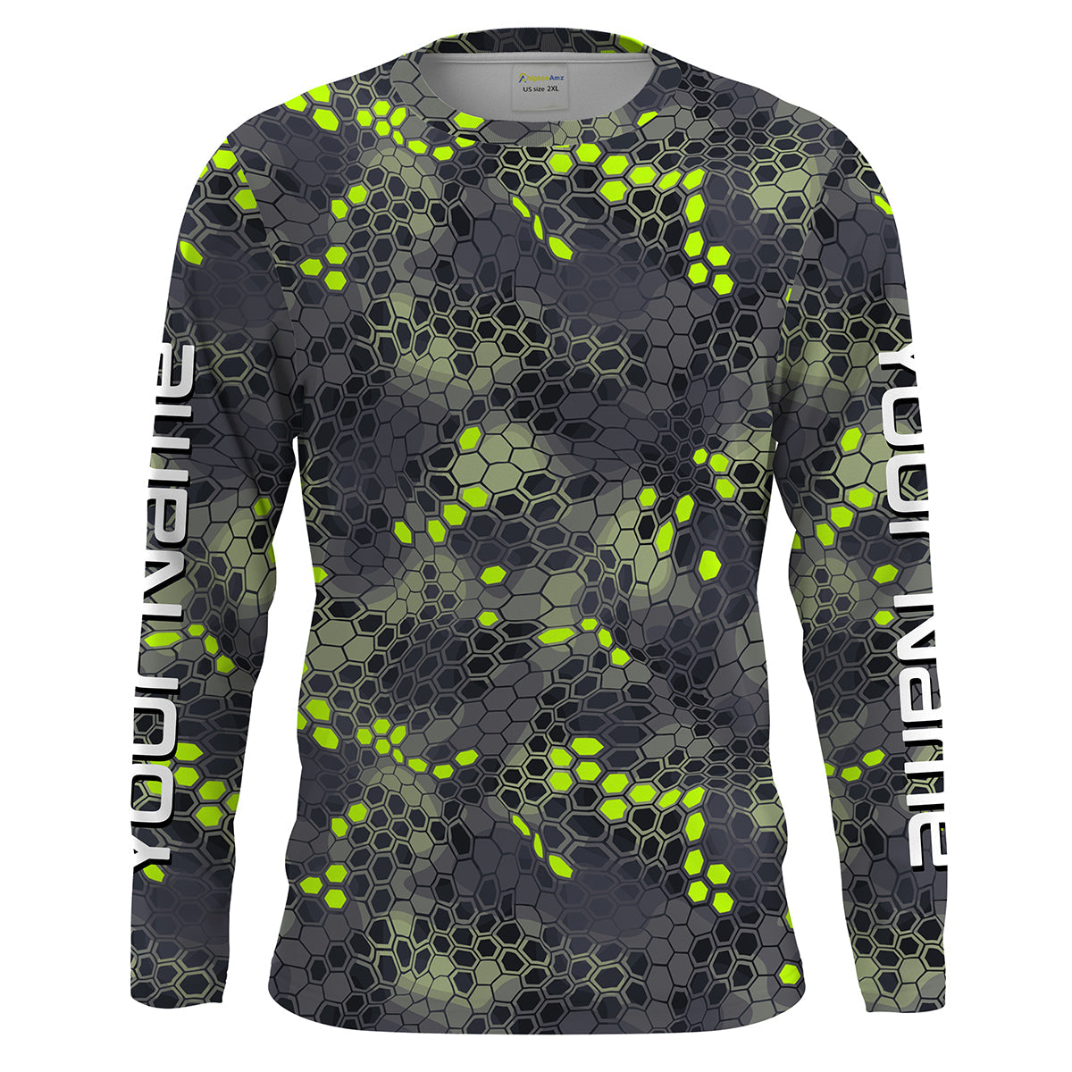 Forest lime green Fishing Hunting camo Custom Long Sleeve performance Fishing UV Protection