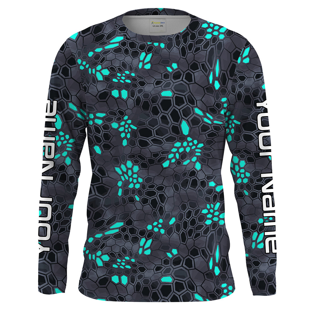 Blue and gray Fishing Hunting camo Custom Long Sleeve performance Fishing UV Protection