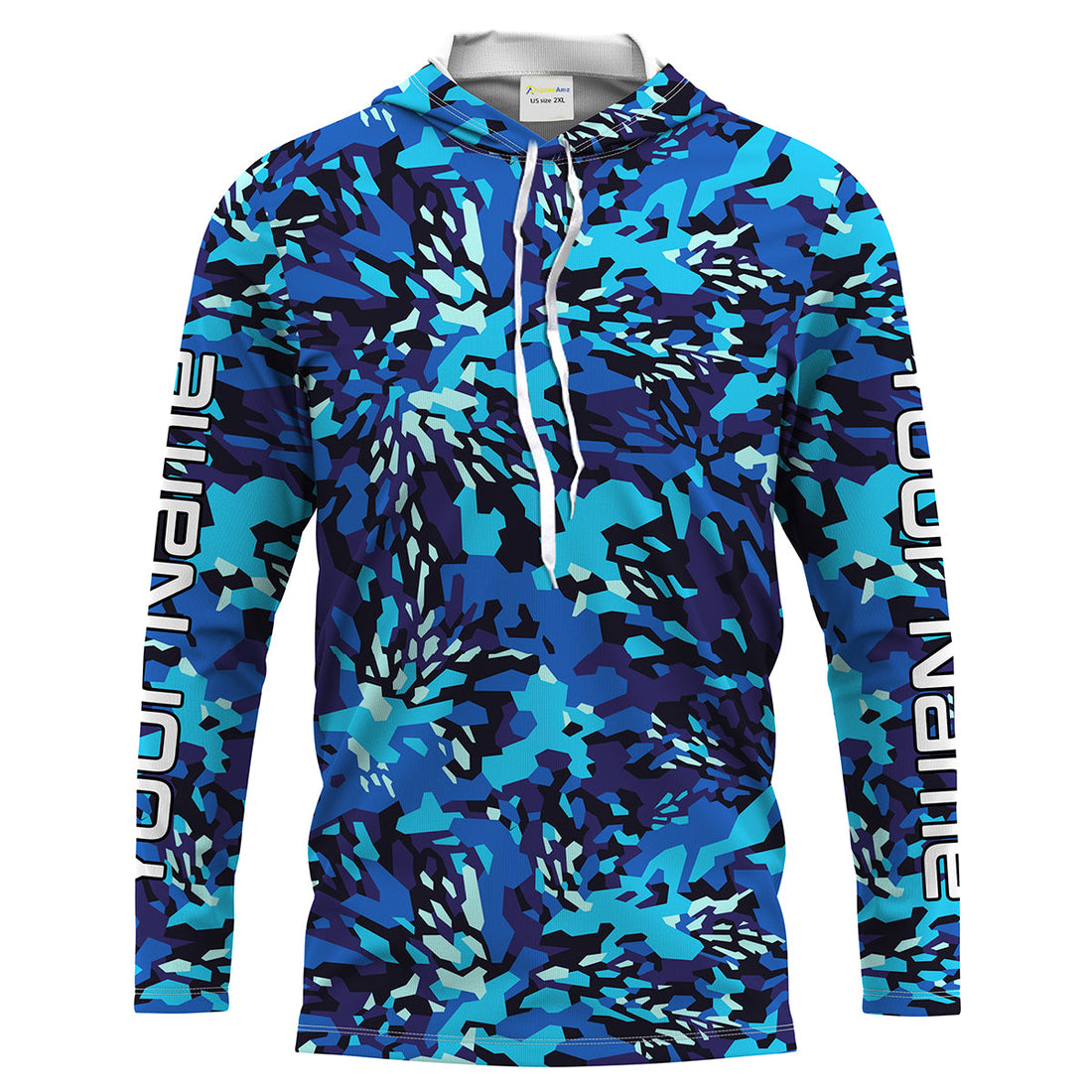 Blue Fishing Hunting camo Custom Long Sleeve performance Fishing UV Protection