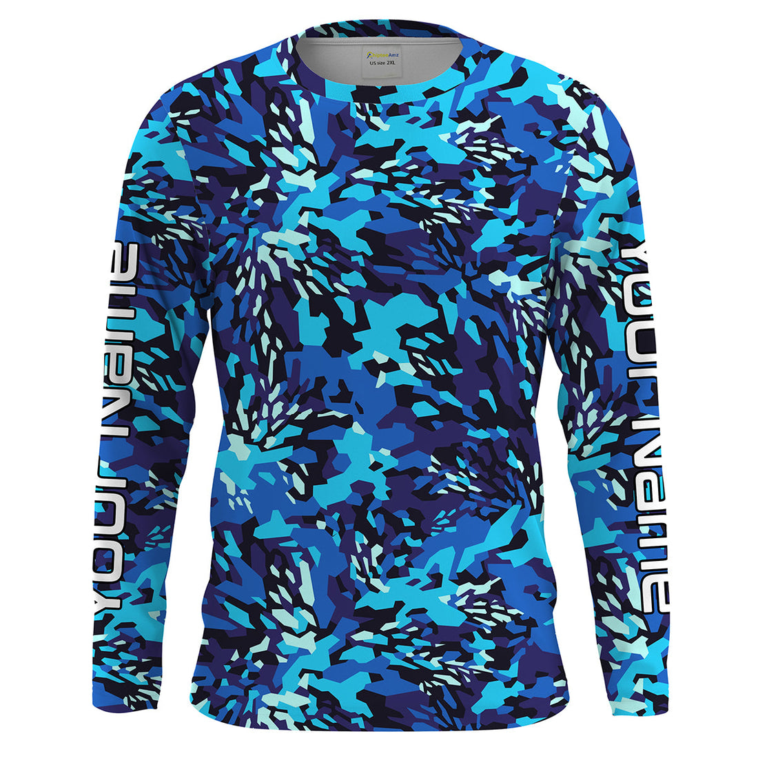 Blue Fishing Hunting camo Custom Long Sleeve performance Fishing UV Protection