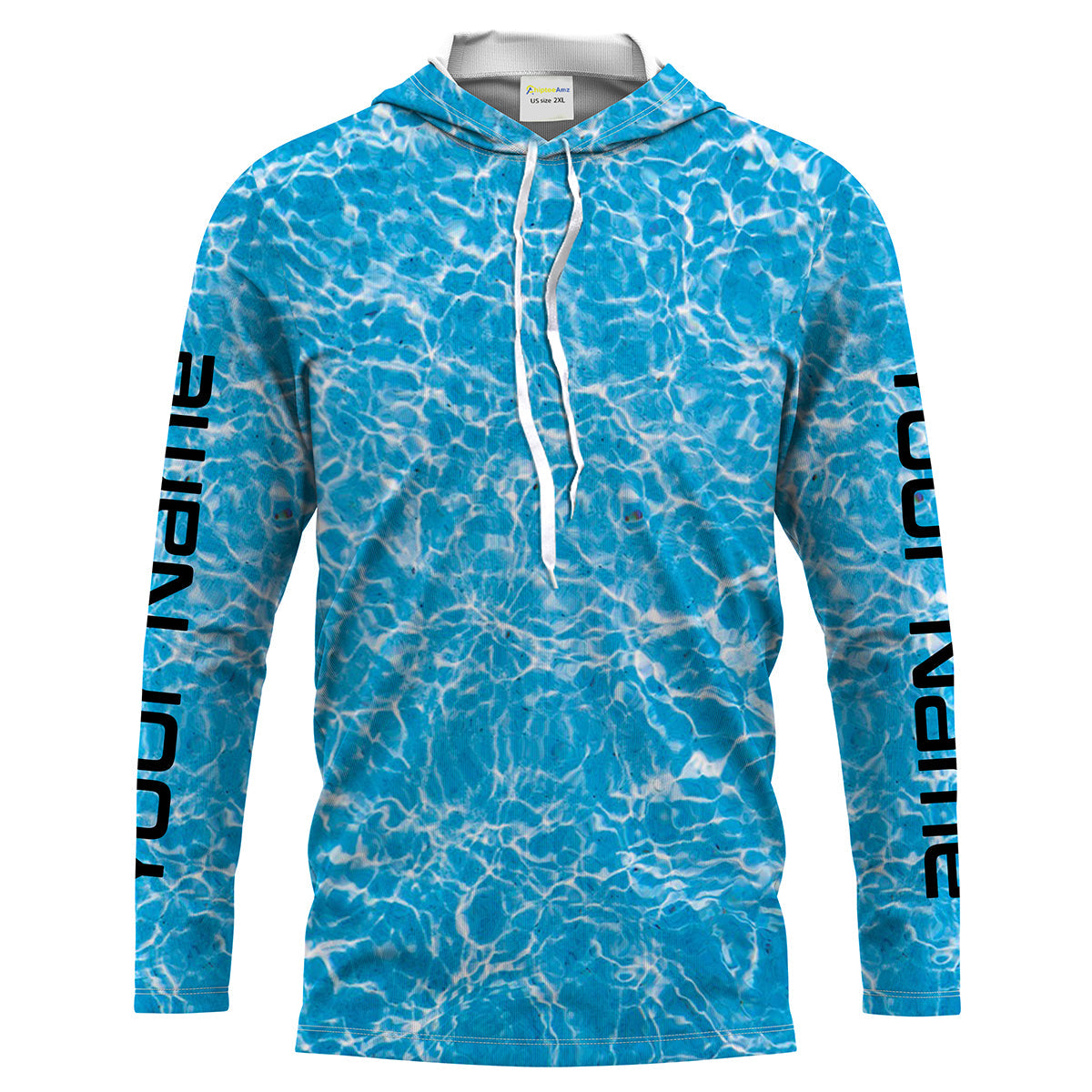 Blue ripped water camo Custom Long Sleeve performance Fishing UV Protection