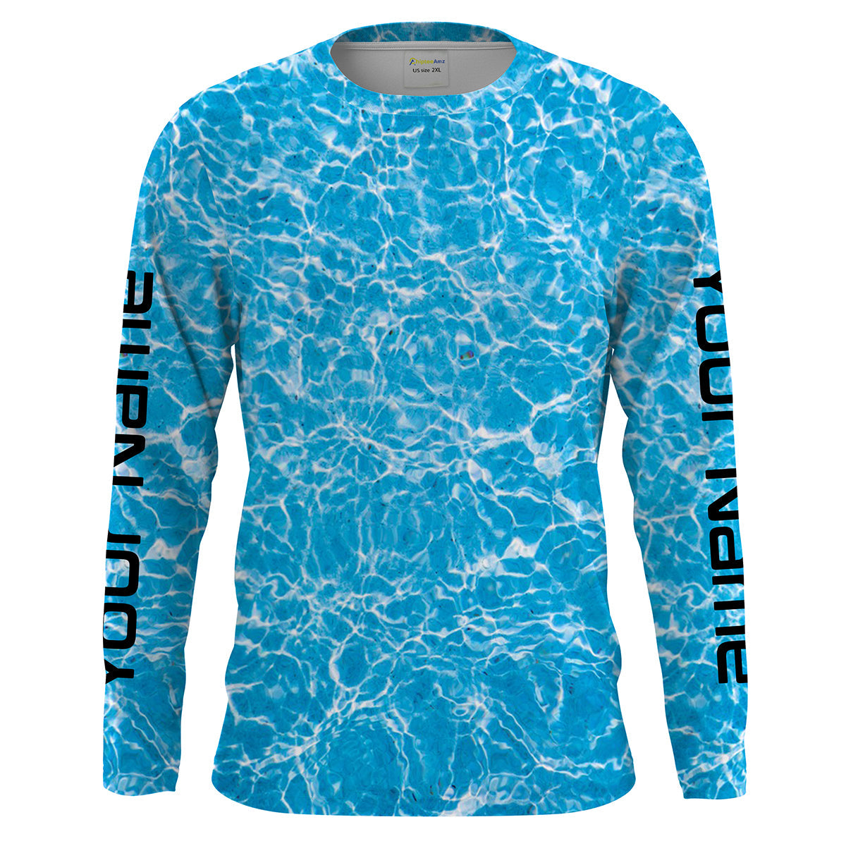 Blue ripped water camo Custom Long Sleeve performance Fishing UV Protection