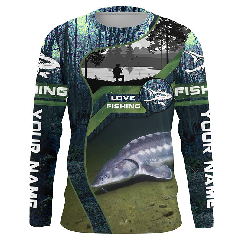 Sturgeon Fishing Custom Long Sleeve Fishing, Lake Sturgeon Fish