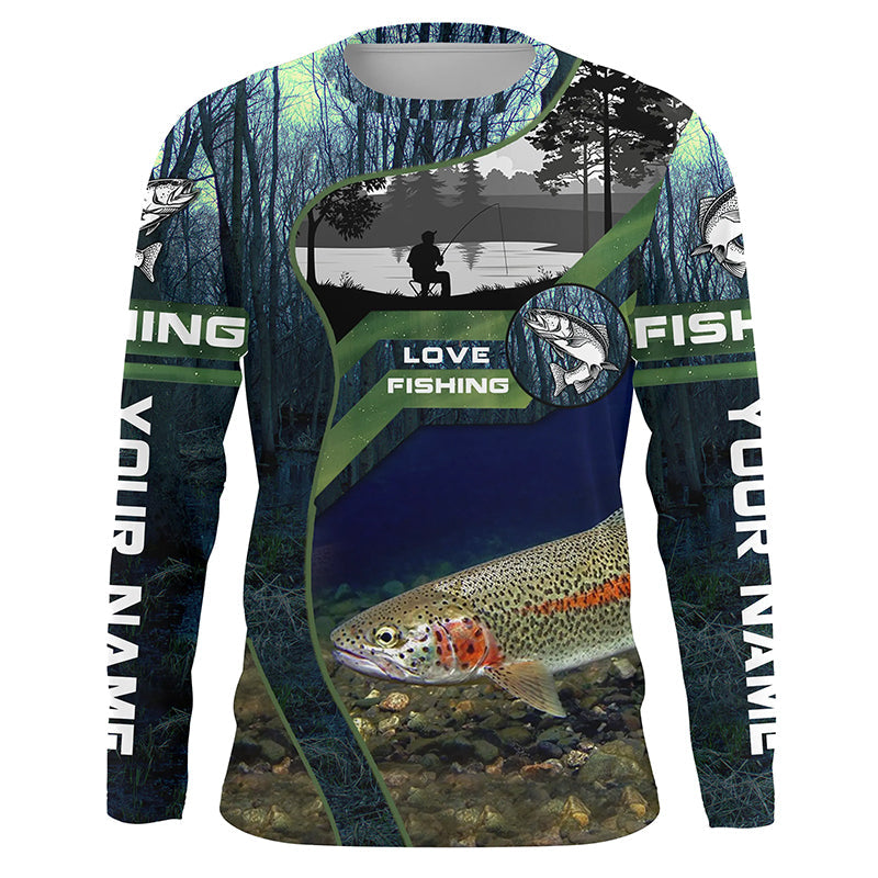 Rainbow Trout Custom Long Sleeve Performance Fishing, Steelhead Fishing