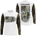 Personalized American Flag Crappie Long Sleeve Fishing Camo, Patriotic Crappie Fishing
