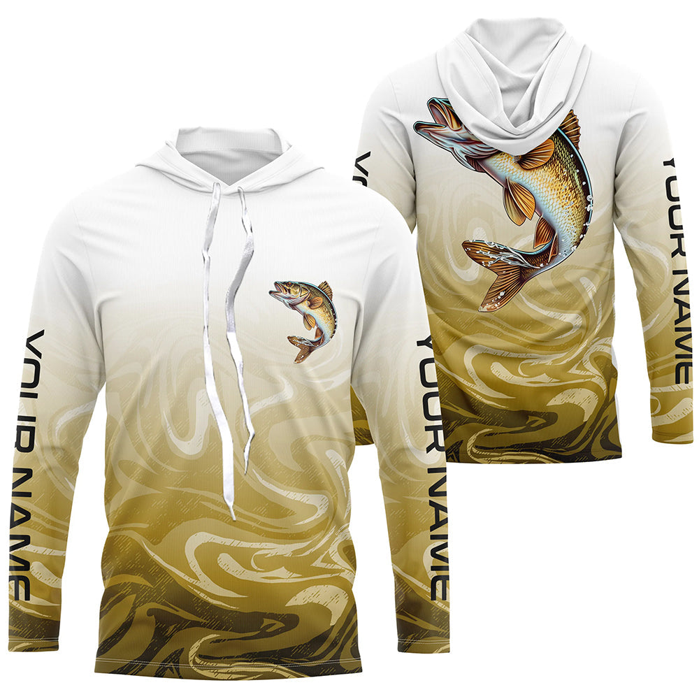 Custom Walleye Long Sleveeve Tournament Camo Fishing, Walleye Fishing