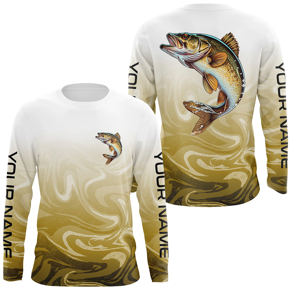 Custom Walleye Long Sleveeve Tournament Camo Fishing, Walleye Fishing