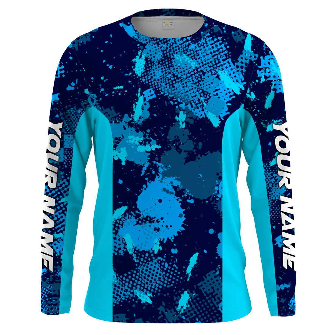 Fishing teal blue camo Custom UV Long Sleeve Fishing, UV Protection Outdoor