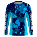 Fishing teal blue camo Custom UV Long Sleeve Fishing, UV Protection Outdoor