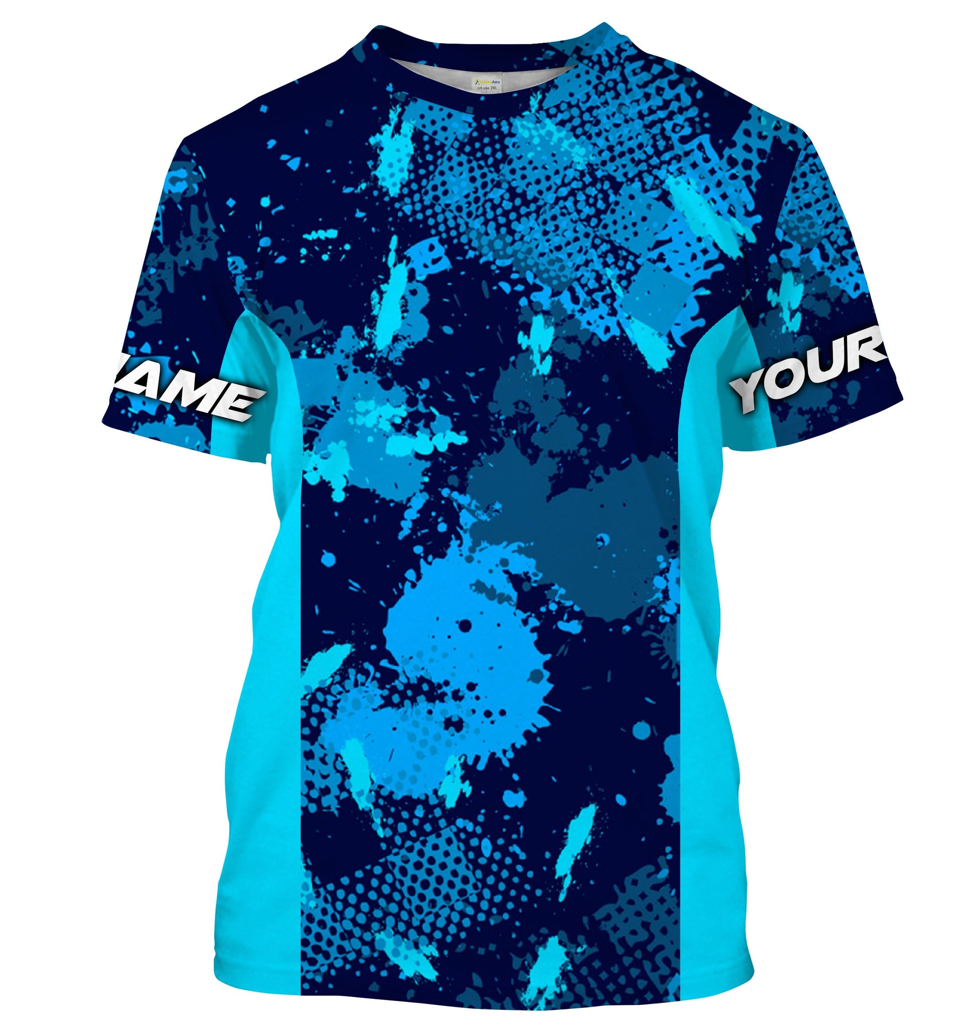 Fishing teal blue camo Custom UV Long Sleeve Fishing, UV Protection Outdoor
